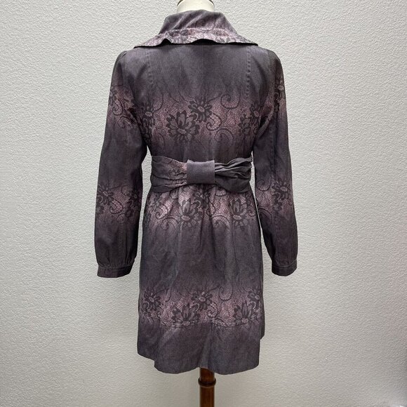 Jade Melody Tam Womens Small Cotton Blend Mid-lengthTrench Coat Purple Lavendar - Picture 2 of 11